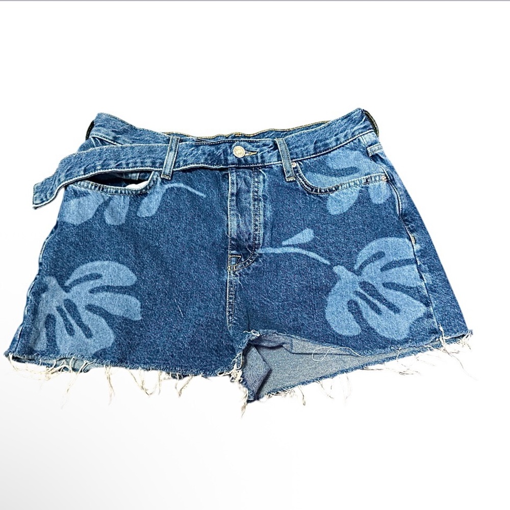 Forever 21 Blue Floral Jean Shorts